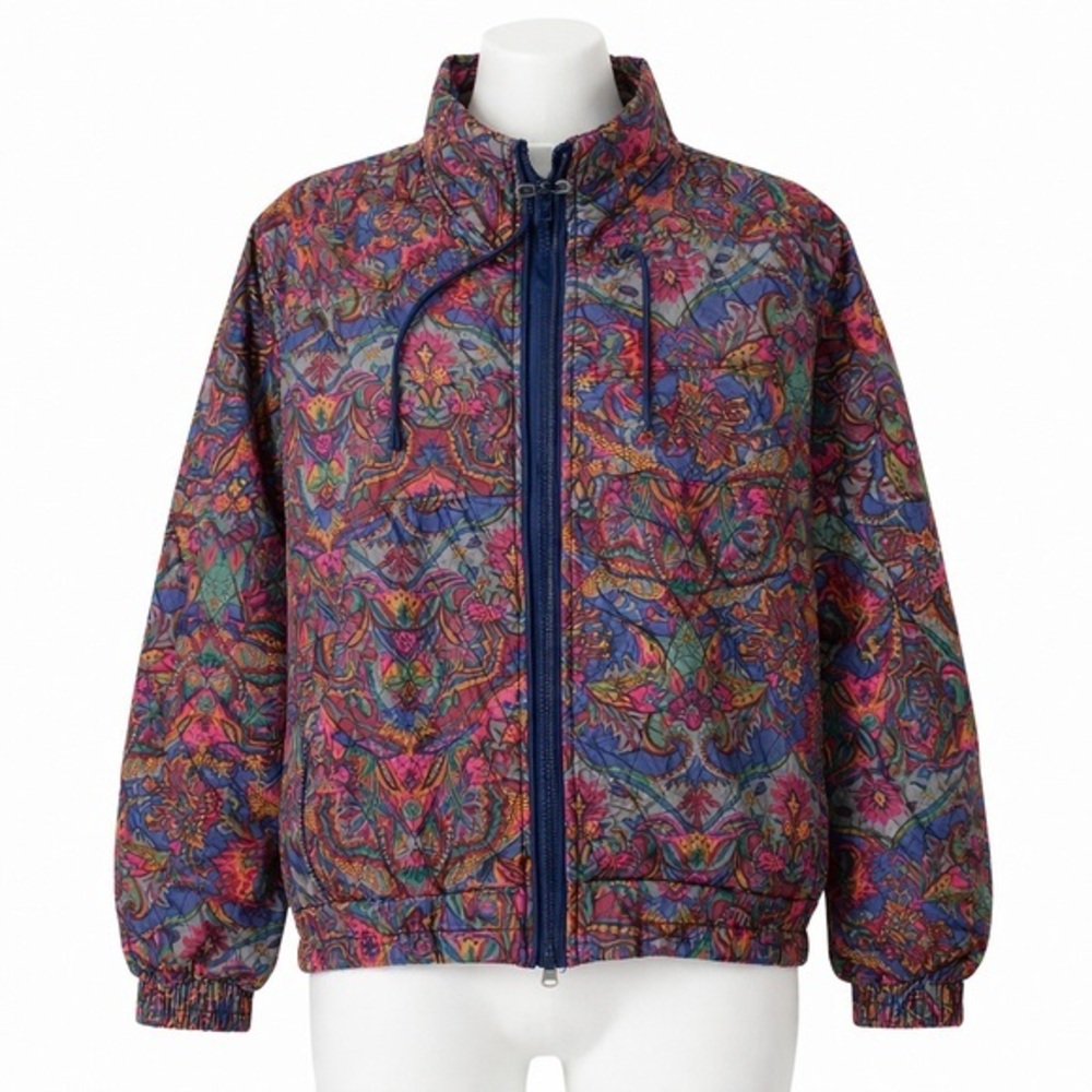 Robert Stock Quilted Jacket Medium 100% Silk Quilted Paisley Pink Vintage